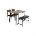 4-Piece Dining Table Set with 2 Chairs & Bench Rustic Wood Tabletop, Metal Frame, Padded Seats Space-Saving Kitchen Dining Set for Apartment, Condo, Small Spaces – Brown 4-Piece Dining Table Set with 2 Chairs & Bench Rustic Wood Tabletop, Metal Frame, Padded Seats Space-Saving Kitchen Dining Set for Apartment, Condo, Small Spaces – Brown